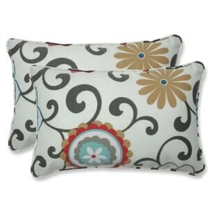 Pillow Perfect Pom Pom Play Peachtini Rectangular Throw Pillow, Set of 2